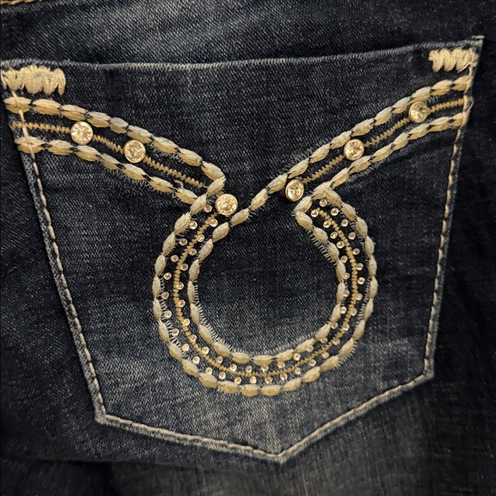 Big Star Maddie Dark Blue Distressed Denim Jeans Size 32 - Picture 8 of 10